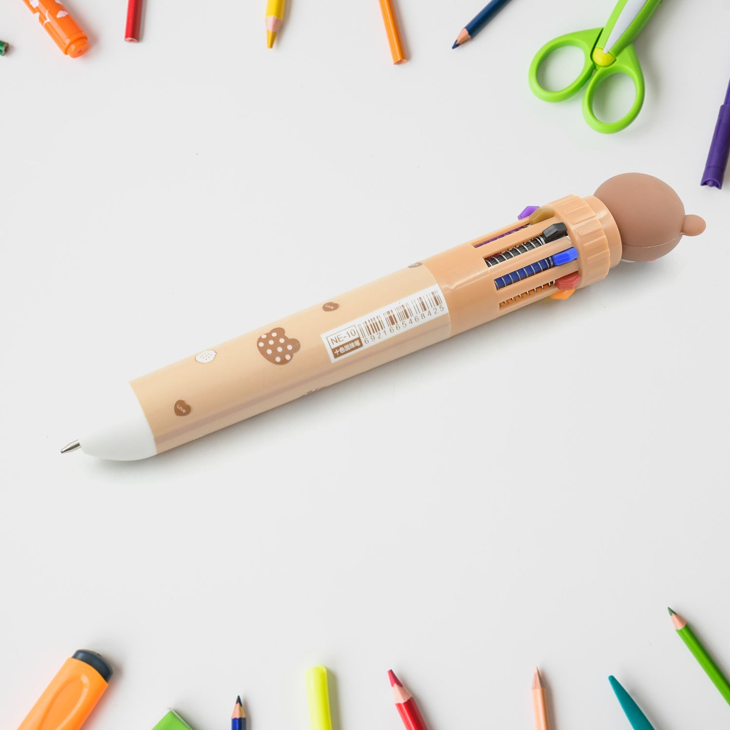 Kids 10-in-1 Color Pens Ballpoint Pen Set for Kids Cartoon Head Writing Pen for School Office Stationary Kit, Teddy Bear (1 Pc) Kids 10-in-1 Color Pens Ballpoint Pen Set for Kids Cartoon Head Writing Pen for School Office Stationary Kit, Teddy Bear (1 Pc)
